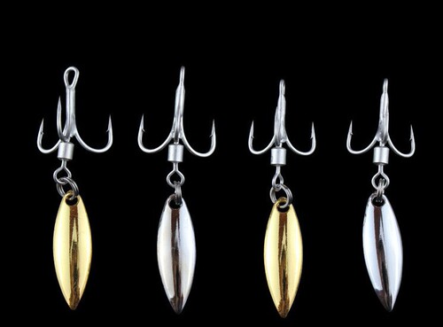 Sea fishing three-hook rotating sequined reflective tin-colored fishhook sea fishing shore cast iron plate bait mackerel hairtail sea bass
