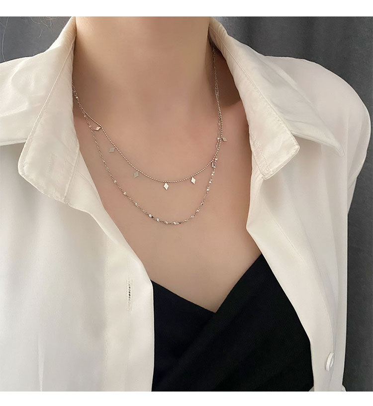 Titanium Steel Inlay Material Necklace Classification 304 Stainless Steel Chain Material 1 Piece Quantity Street Occasion Vacuum Plating Real Gold Plated 18K Gold Gold Plating Silver Plated Geometric 304 Stainless Steel INS Style Waterproof Non Tarnish Titanium Steel Necklace