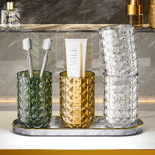 Light luxury diamond pattern mouthwash cup bathroom toothbrush cup hotel wash cup couple men and women brushing teeth household cup