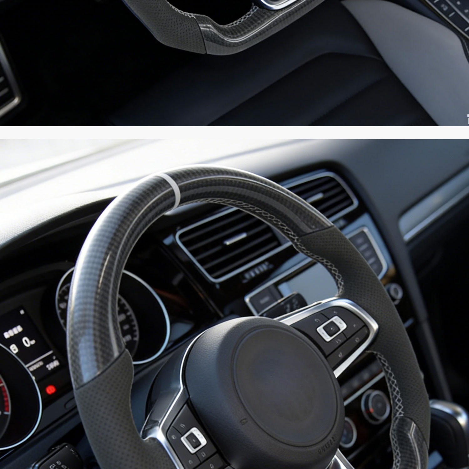 Suitable for Golf 7 GTI Golf7, carbon fiber RLINE sports steering wheel, white return-to-center mark with cover
