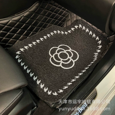 Light luxury camellia-patterned universal car floor: Universal Foot Pad - camellia-lace-front-row-1-piece