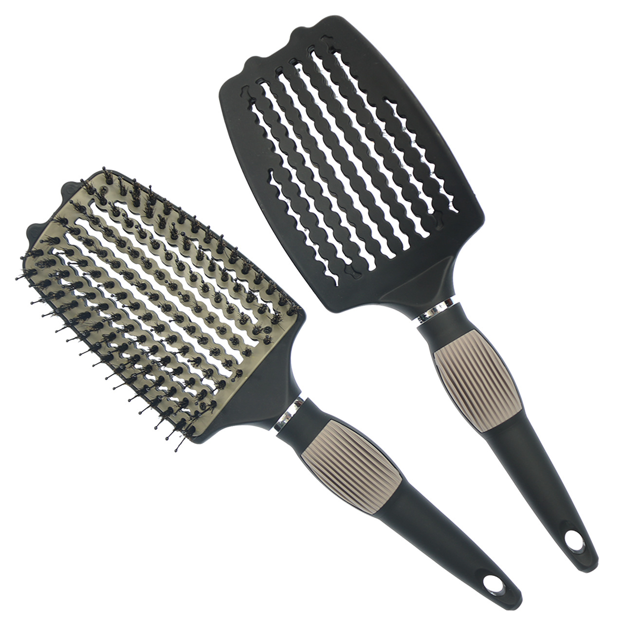 弧形羊角大弯梳 猪鬃毛铝片梳 导热镂空排骨梳 按摩顺发梳 造型梳