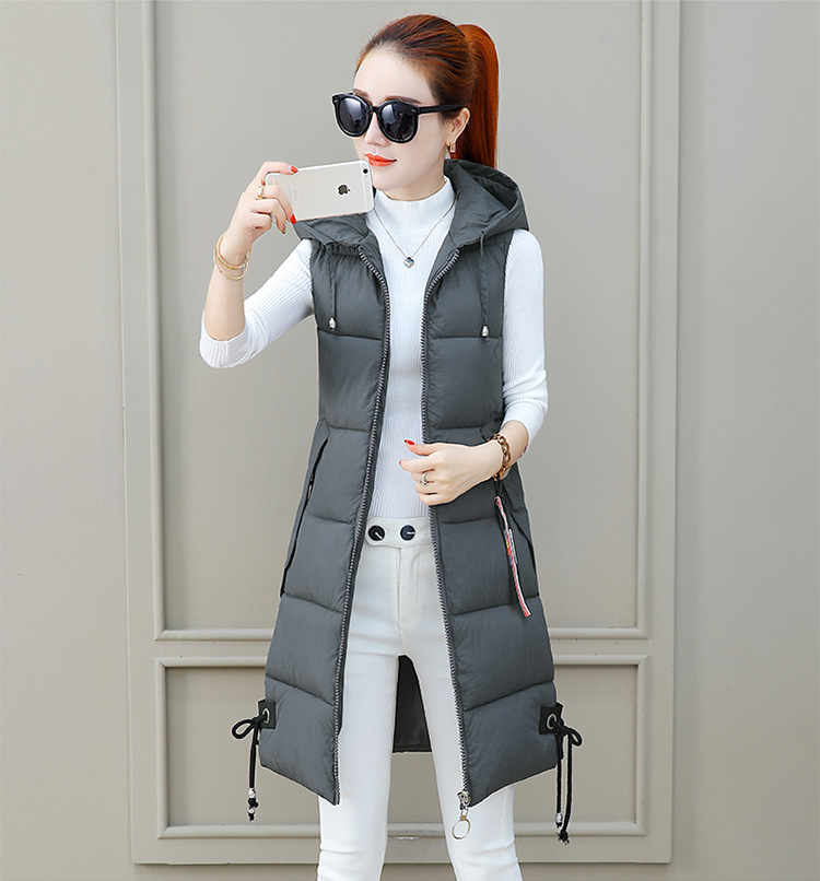Damen Steppweste Mit Kapuze Lange Winterweste Für Herbst Und Winter_voghion.com