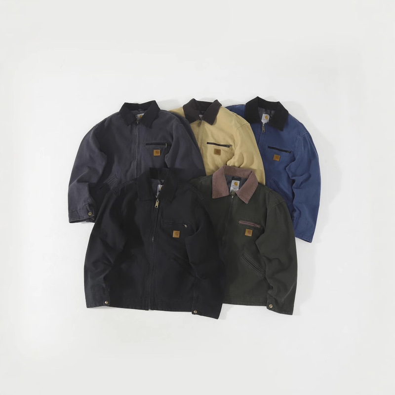 Cross-border card home J97 Detroit embroidery tide brand couple canvas coat Europe and the United States spring and autumn retro tooling coat tide