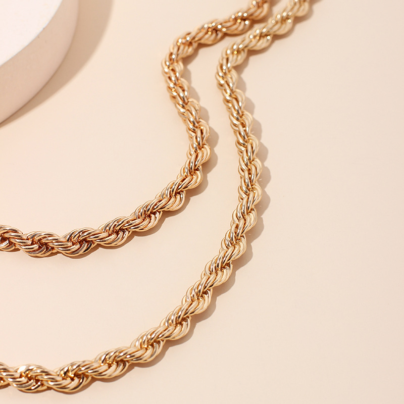 39g Weight Necklace Classification Wedding, Travel Occasion Women'S Gender Fashion Stacked Twist Alloy Necklace Bracelet Set Wholesale 9