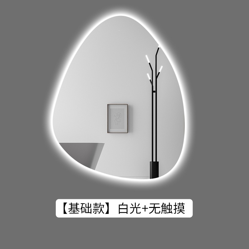 Espejo de baño inteligente simple inodoro espejo luminoso inodoro irregular espejo de gota de agua heterogéneo colgando pared LED