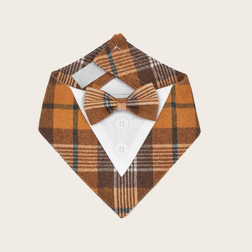 Ventas directas de fábrica Nuevos productos transfronterizos Día de Acción de Gracias a cuadros para mascotas Hermoso lazo Perro Pañuelo de saliva Accesorios de toalla triangular