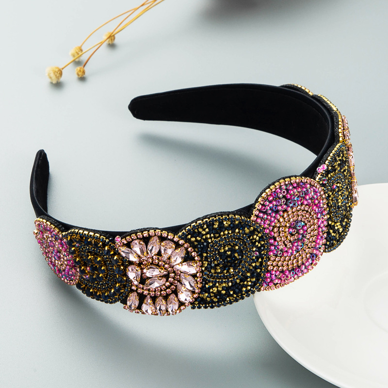 Fashion Trend Color Rhinestone Headband Women's Luxury Broad-sided Hair Accessories Wholesale display picture 12