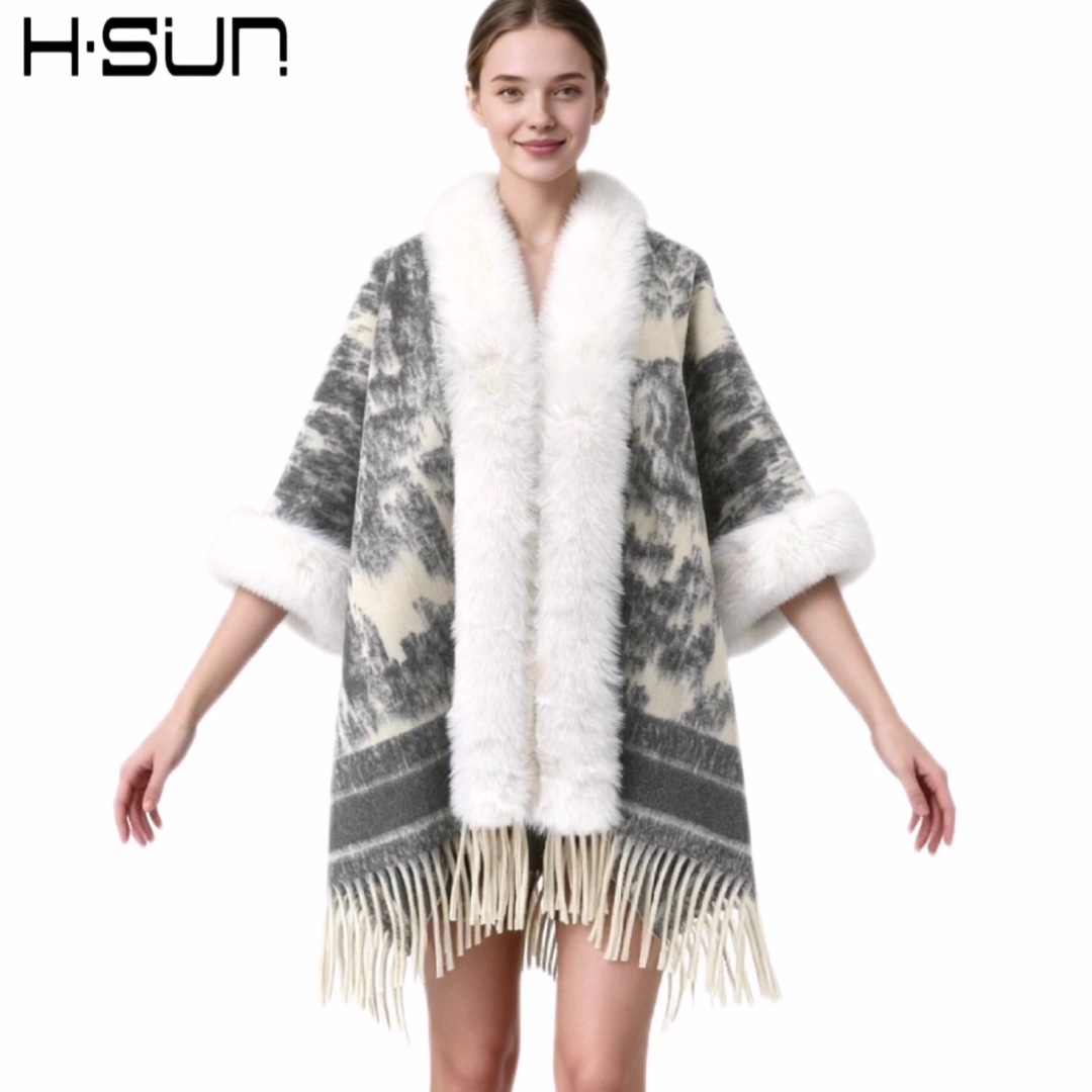 Nuevo punto de alta sensación capa de chal retrógrado elegante estilo nacional lana chal cálido estilo nacional universal