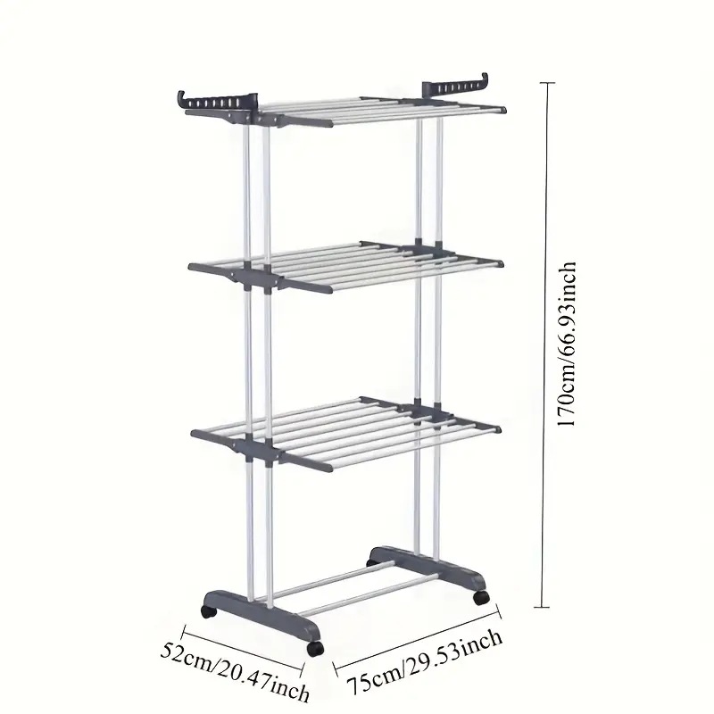 Transfronterizo plegable toalla rack rack de almacenamiento rack de secado móvil rack de secado telescópico rack de secado de doble barra rack al por mayor