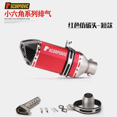 Ninja Z250Sl Small Hexagonal – Motorcycle exhaust pipe - short-style-red-imitation-carbon-head