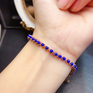 New natural lapis lazul bracelet S925 silver inlaid main stone 3*3mm Joker net red explosions women's jewelry batch