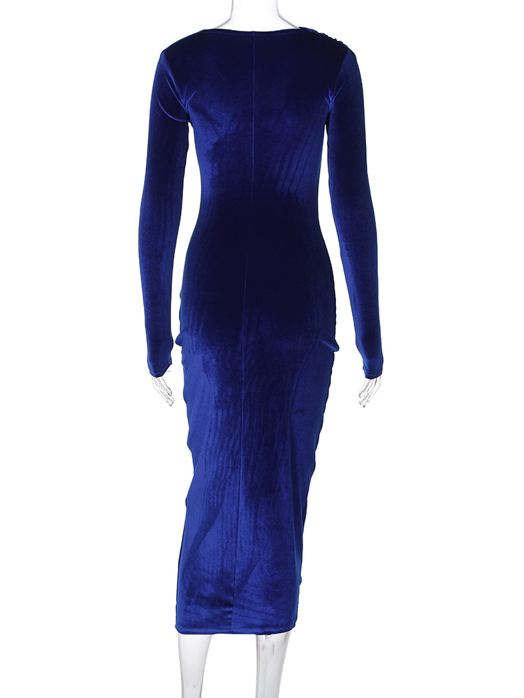 462g Weight Midi Dress Dress Length Type Long Sleeve Sleeve Length Velvet Dress Dresses Type Spandex, Polyester Fabric Type Mid Waist Waist Line Banquet, Evening Party Occasion Round Neck Neckline Slim Fit Type Solid Color Pattern Spring Season Women's Gender Elegant Style Wholesale Women's Elegant Solid Color Banquet Evening Party Round Neck Long Sleeve Velvet Dress 24