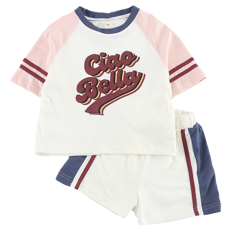 Summer children's cotton sports suit, short sleeve T-shirt for boys, shorts, oversize 5