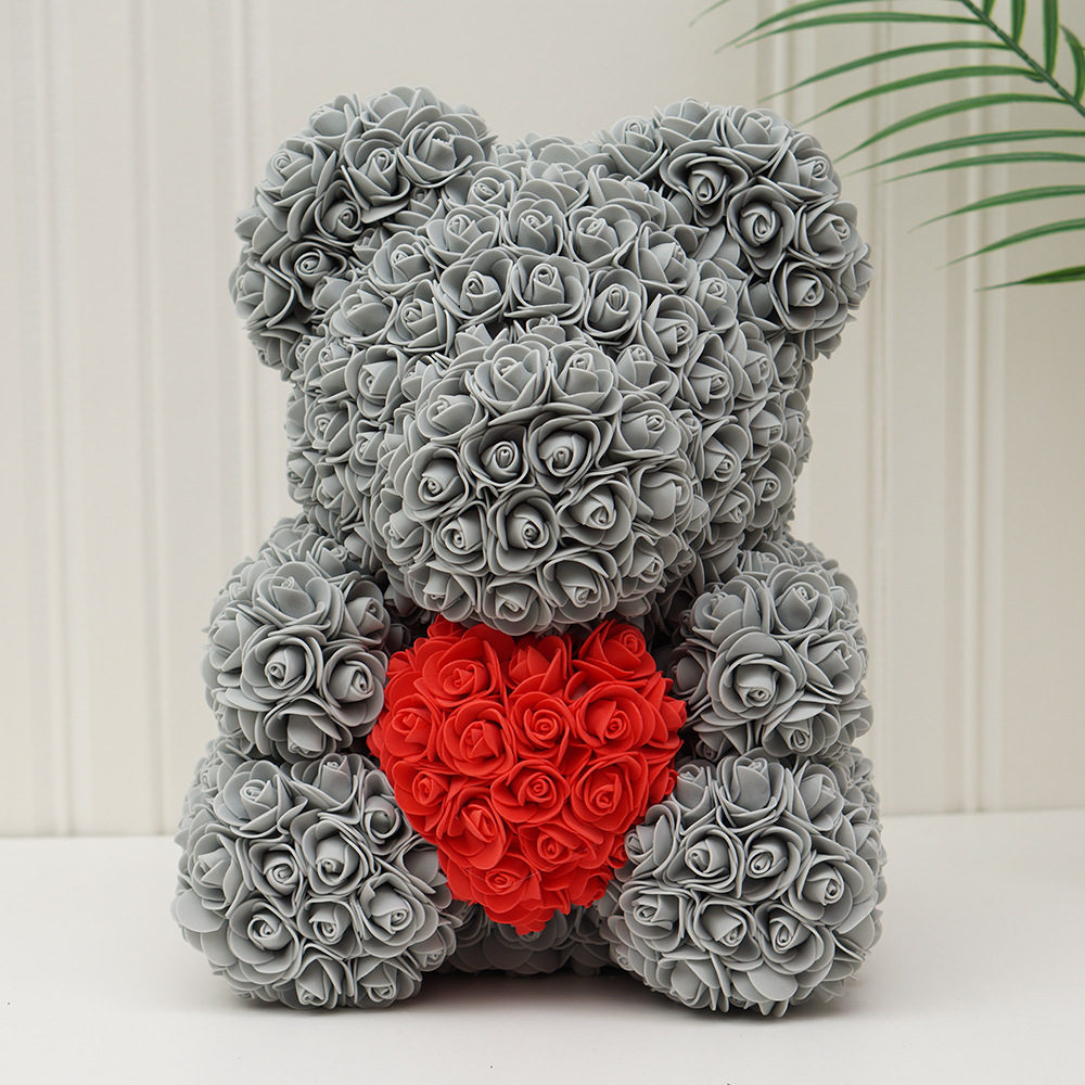 Día de San Valentín regalo Rosa oso ramo de Navidad eterna flor Rosa oso caja de regalo ramo corazón abrazando regalo de cumpleaños