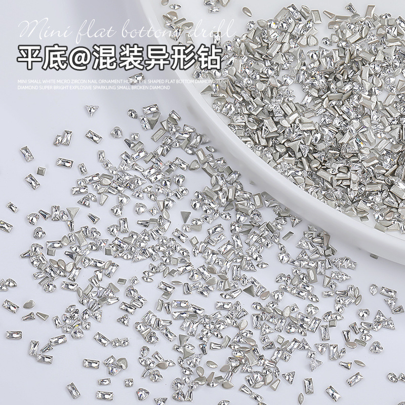 Nail Art Zircon Flat-Bottomed Rhinestones Super Shiny Accessories Transparent White Mini Small Size Dazzling Nail Decorations 5A Grade Super Shiny