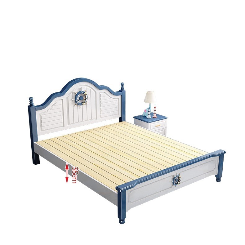 Cama de niños de madera sólida 1.2m de ancho Cama de estudiantes Cama de niños Cama individual Cama de niños Habitación de niños Mediterráneo image 6