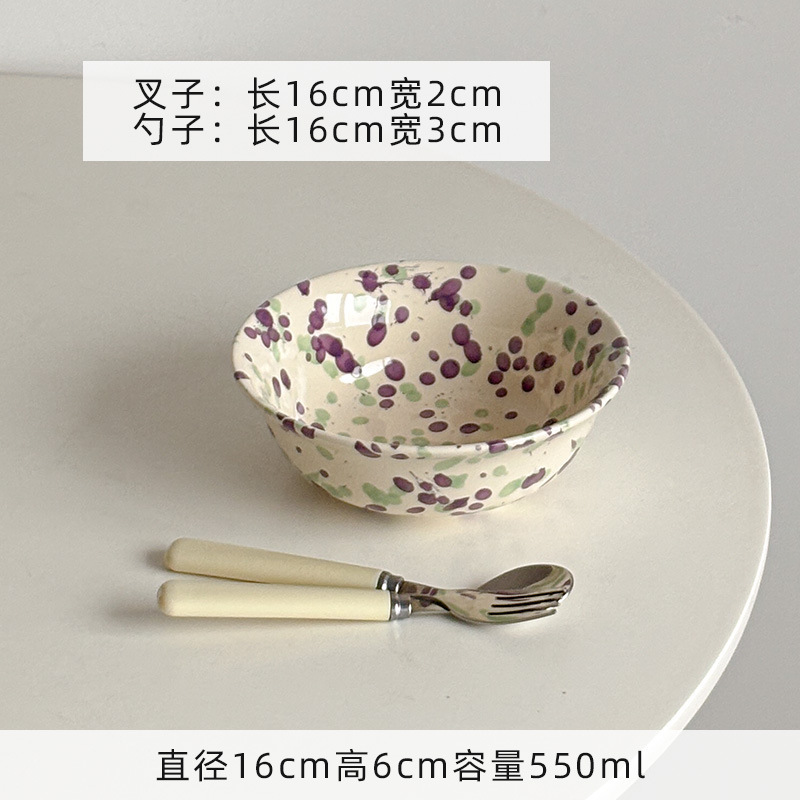 Mooney ins スプラッシュインクバブル釉下色食器ホームダイニングプレートライスサラダヨーグルトボウルディッシュプレート軽食浅いプレート|undefined