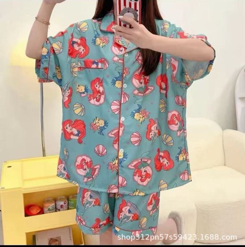 Thai Plus-Size High-Quality Pajamas for Women, Summer Cartoon Cute Short-Sleeve Shorts, Can Be Worn Outside, Home Wear Set, Trendy