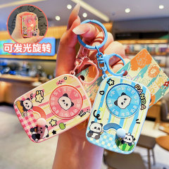オリジナルラインパンダ回転キーホルダーかわいい漫画国宝パンダ発光おもちゃカップルバッグペンダント