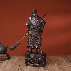 黒檀彫刻水平ナイフ関公武富の神像ホームリビングルームの装飾工芸品リビングルームの装飾品ギフト
