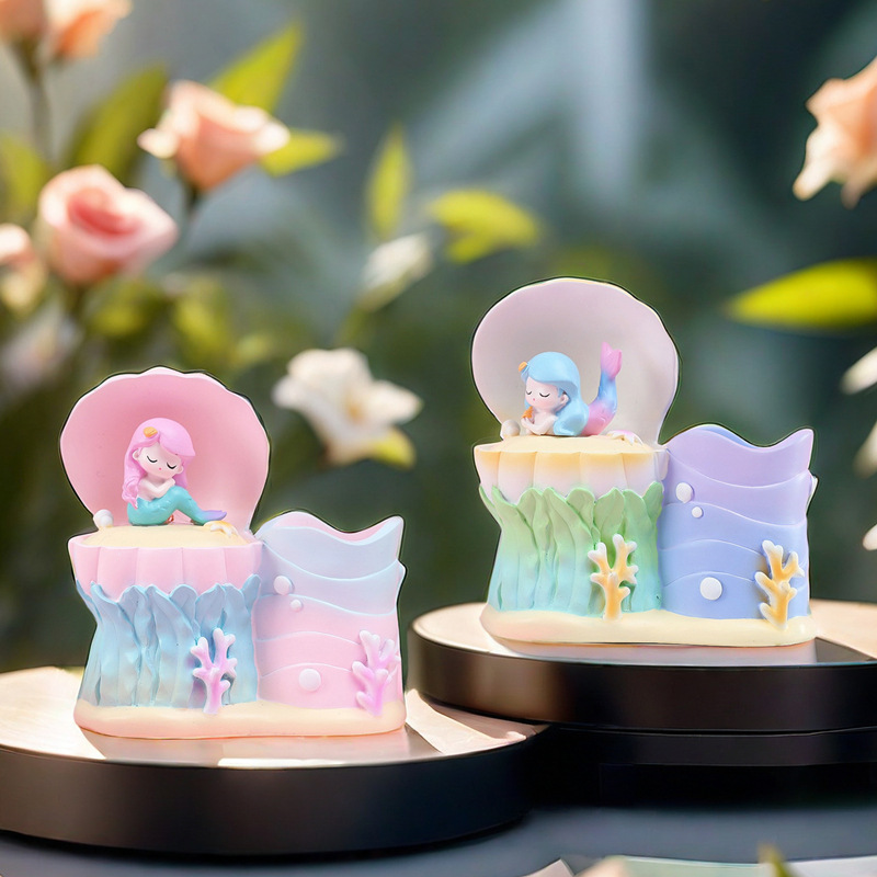 Regalo navideño nuevo estilo de fantasía sirena de concha luz de portalápices niña ins decoración de la habitación decoración venta directa de fábrica