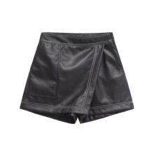 欧美风不规则PU皮裙裤半身裙秋冬新款潮流高腰显瘦辣妹性感短裤女
