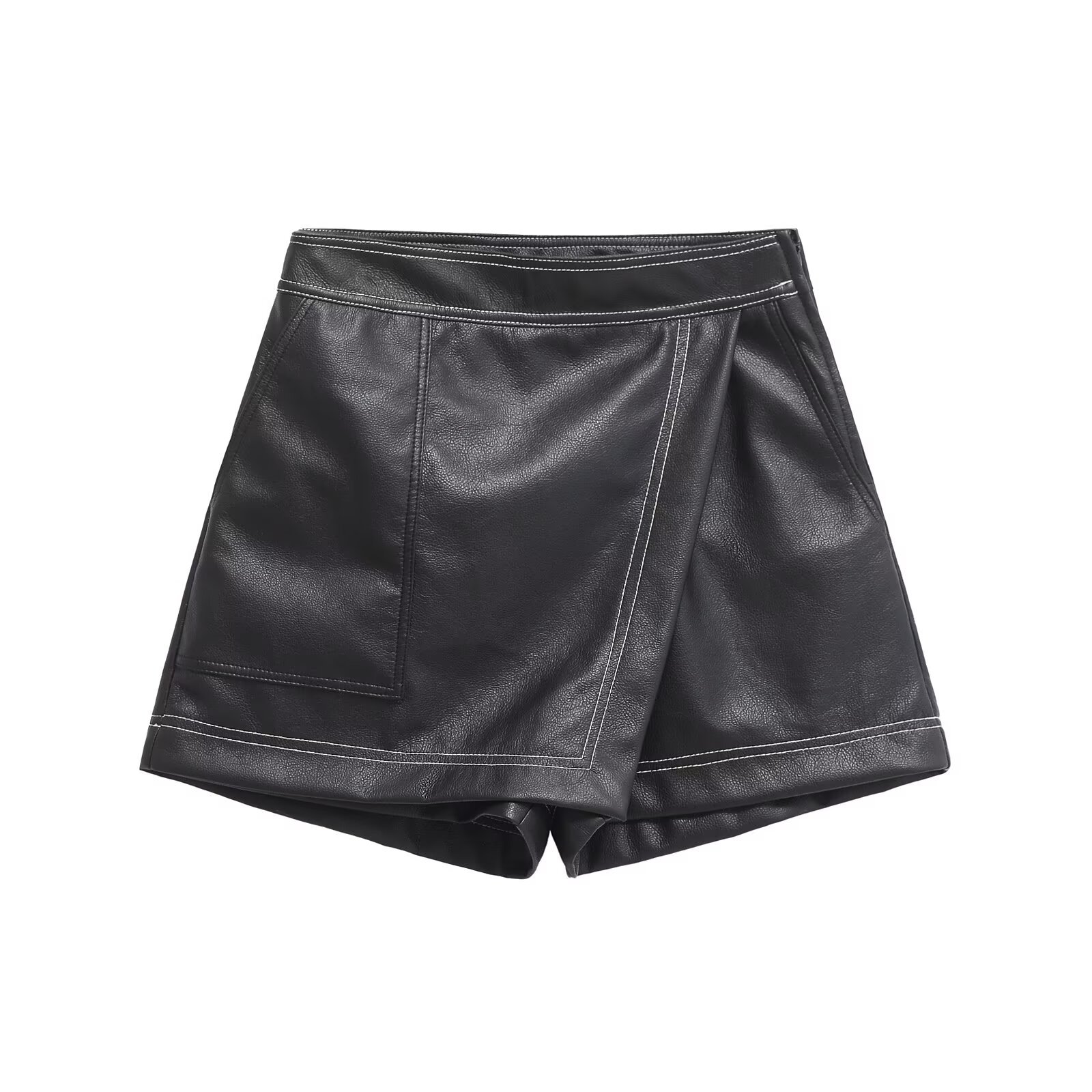 欧美风不规则PU皮裙裤半身裙秋冬新款潮流高腰显瘦辣妹性感短裤女