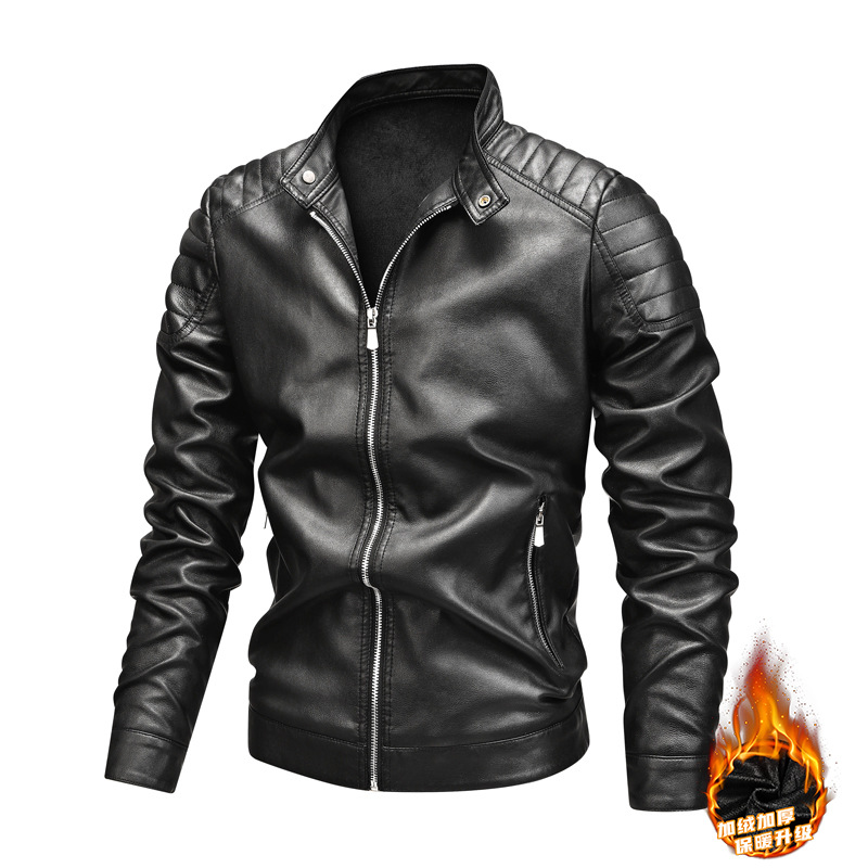 Transfronterizo chaqueta de cuero de hombre primavera y otoño nuevo abrigo coreano delgado y grueso chaqueta de cuello de pie de hombre chaqueta pu grande