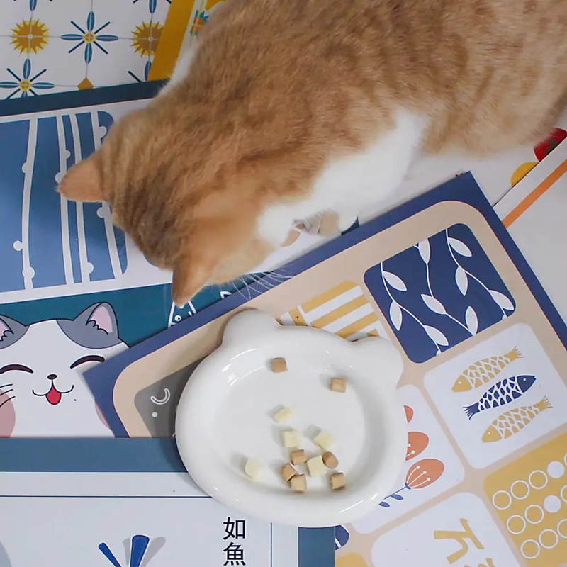 猫碗猫盘子零食碗猫食盆猫条冻干碗罐头专用碗防打翻宠物狗狗餐盘|undefined