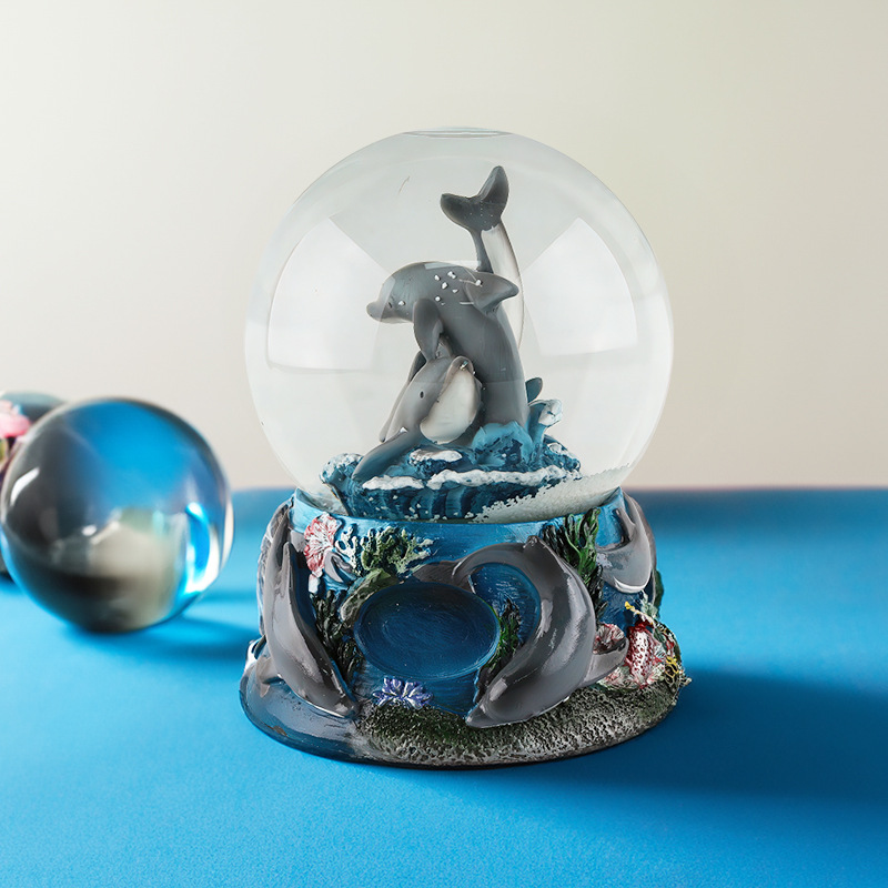 Creative Cartoon Resin Dolphin Animal Crystal Ball Ornaments Customized Water Polo Souvenir Gift Decoration Customized According to Drawings