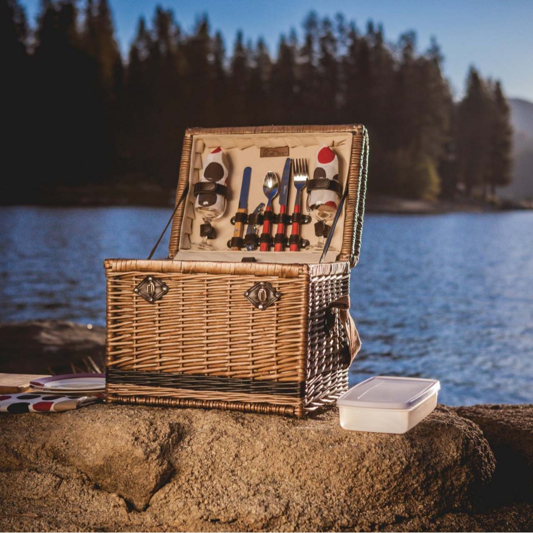 Comercio exterior personalizado canasta de picnic de caña al aire libre cubiertos de almacenamiento canasta caja de tesoros canasta de frutas cubiertos de sauce canasta de mano