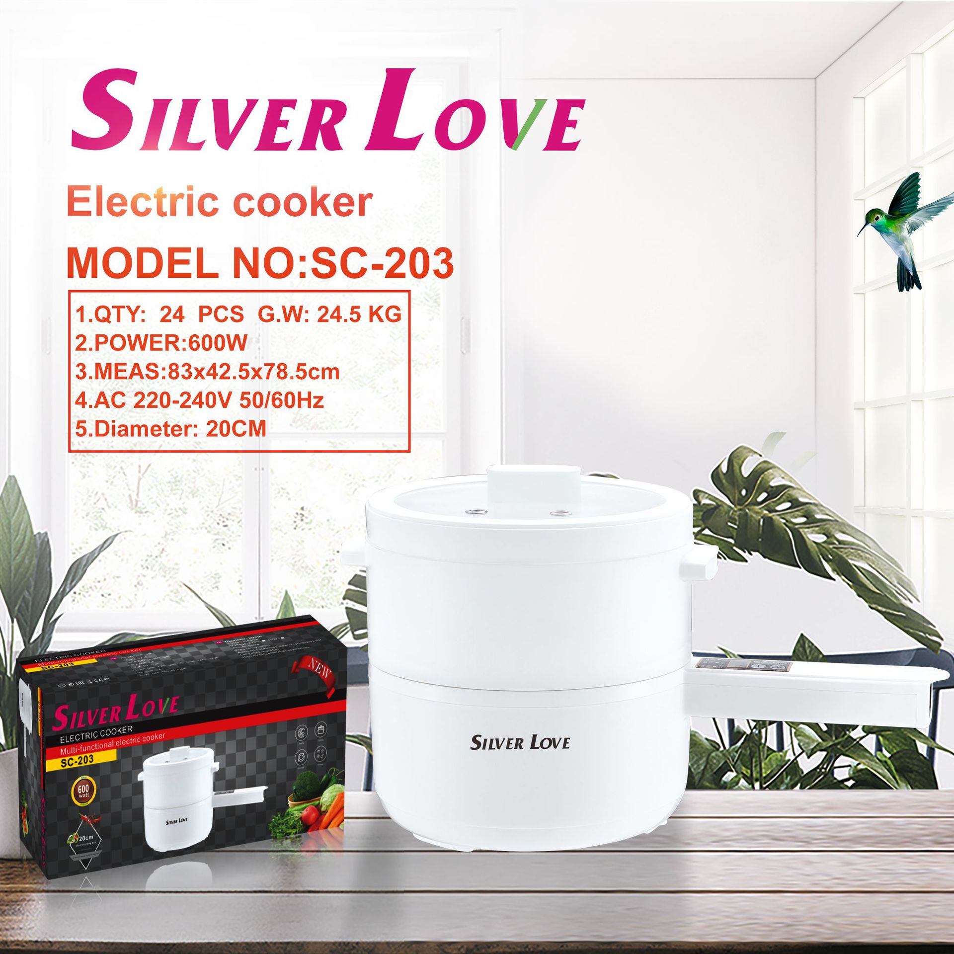 대외 무역 수출 다기능 전기 밥솥 미니 단일 핸들 소형 가전 제품 홈 주방 더블 기어 단일 레이어 유럽 비 스틱 팬