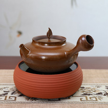 明德园道韵窑变茶具潮汕工夫茶壶手拉朱泥粗陶壶侧把烧水壶电陶炉