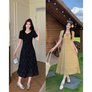 实拍2026夏季新款胖mm大码女碎花连衣裙法式茶歇气质长裙子64269