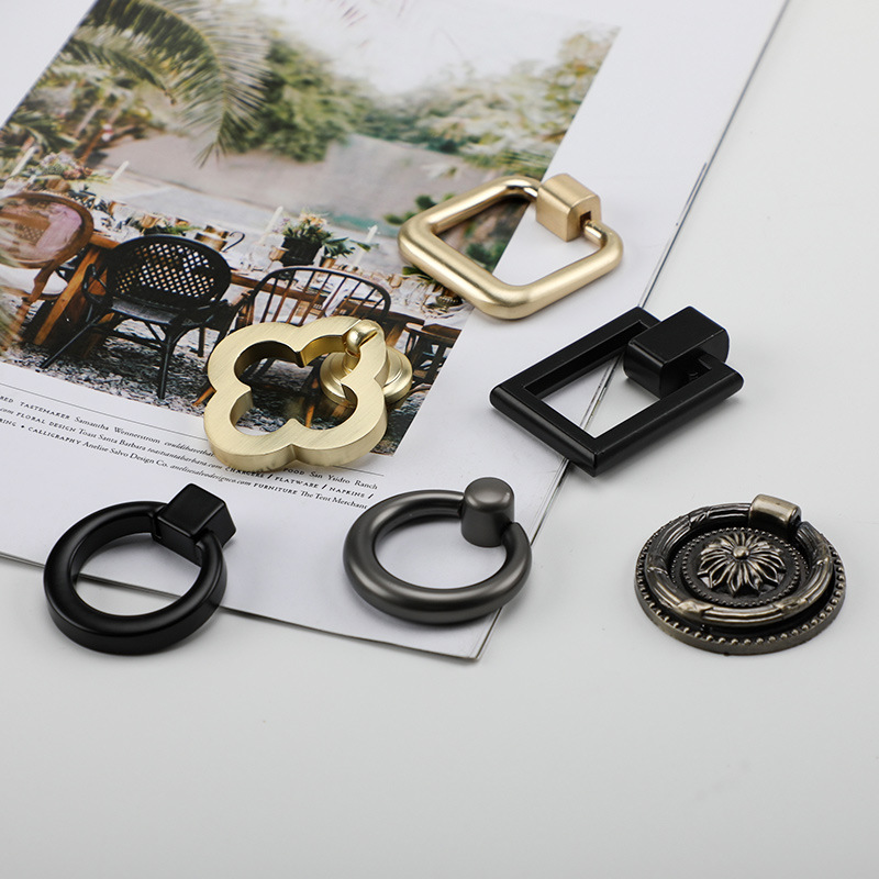 Modern simple ring single hole handle drawer pull ring modern cabinet door small handle round hanging ring black gold
