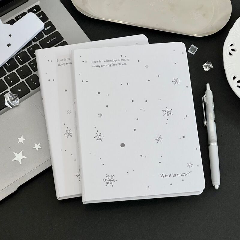 Pure white snowflake A5 hardcover thickened notebook, ins-style high-appearance student planner, lined blank diary notebook Pure white snowflake A5 hardcover thickened notebook, ins-style high-appearance student planner, lined blank diary notebook
