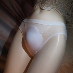 男士性感顯大緊身海綿凹凸設計太空艙內褲網紗透明低腰舒適三角褲