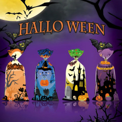国境を越えた新製品ハロウィーンopp平ポケットキャンディークッキーガラス紙ポケットの美しい包装袋スポット
