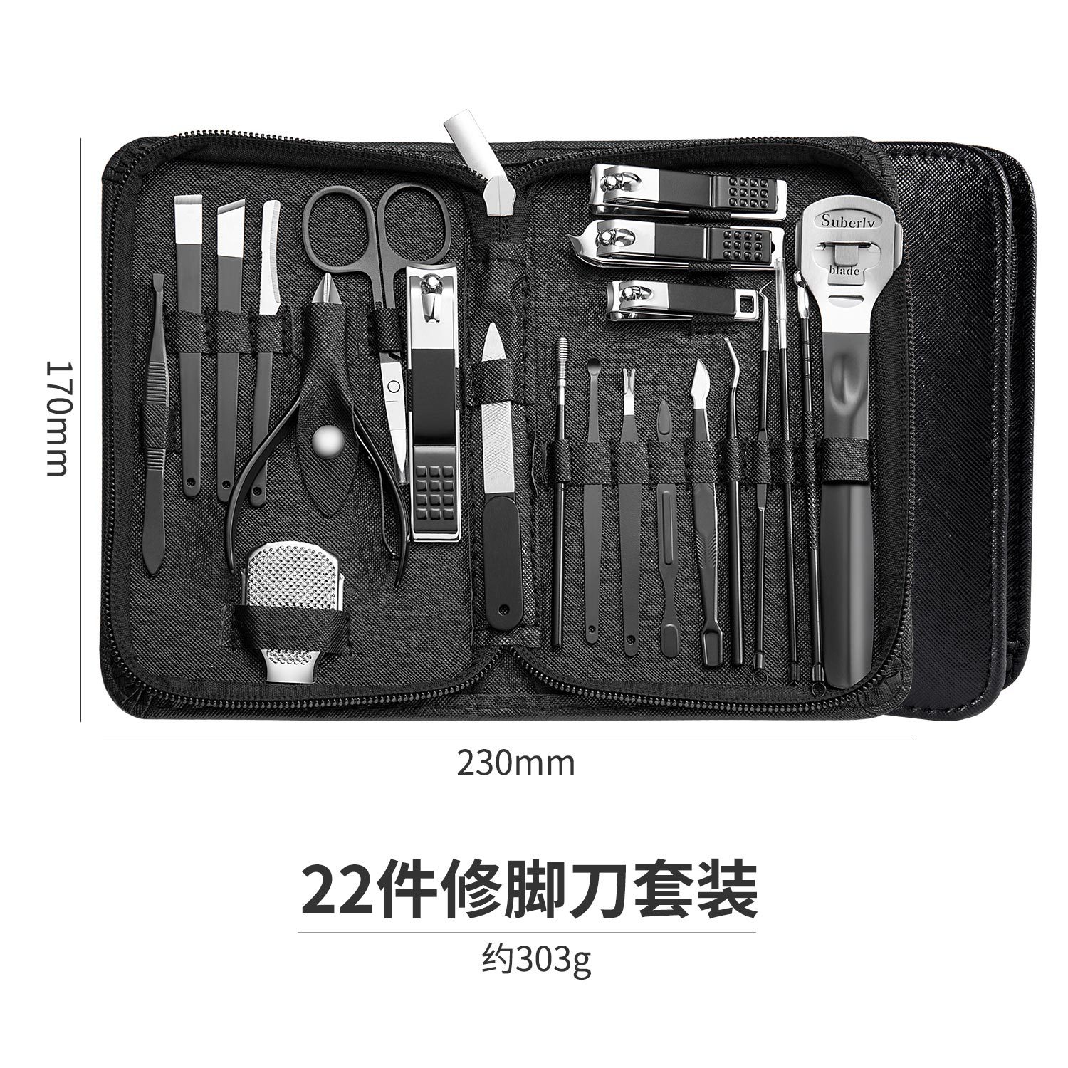 Nuevo Acero inoxidable cortaúñas traje 22 unidades manicura cremallera bolsa cortaúñas herramientas cortaúñas belleza cubierta al por mayor