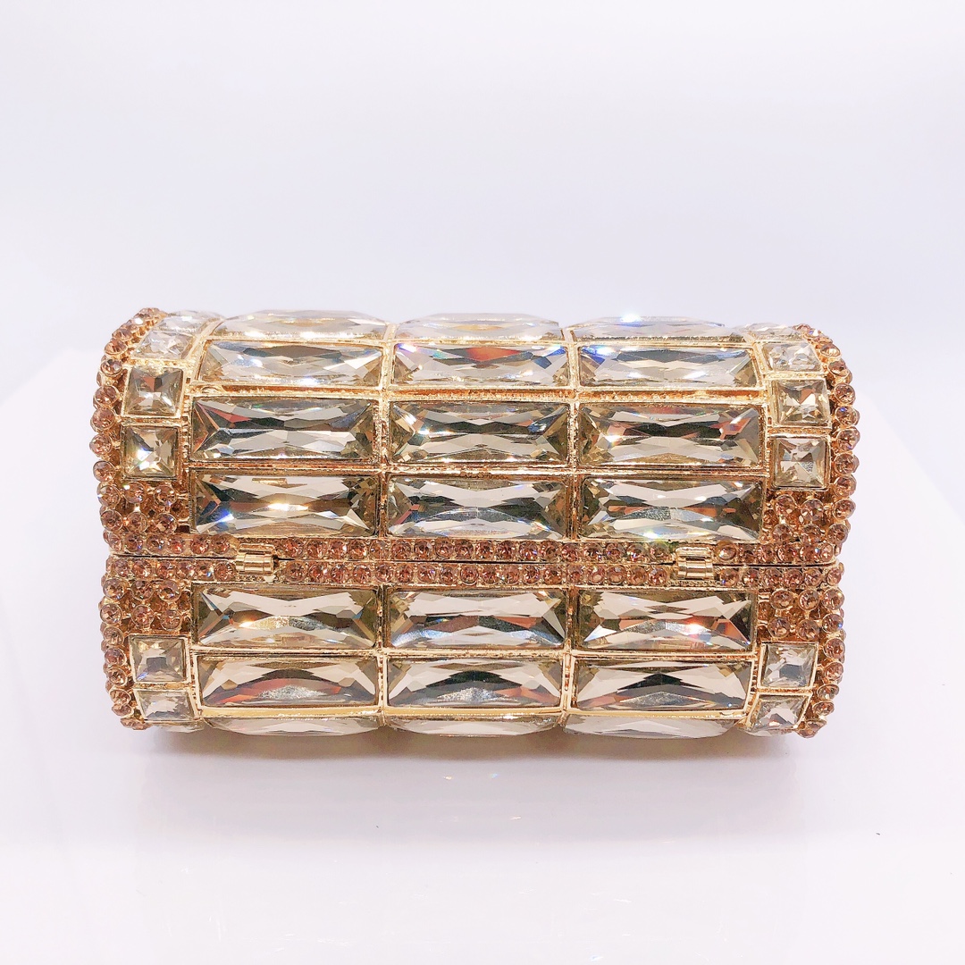 Túi clutch nữ đính đá rhinestone dạ hội cầm tay — Màu Sâm panh, Đế Vàng Kim Cương, Nền vàng kim cương trắng, Vàng kim AB