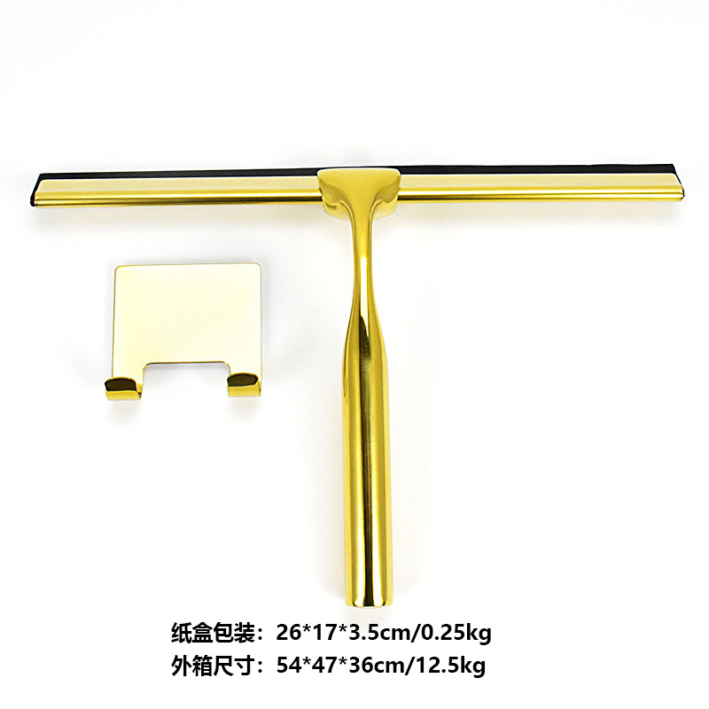 Limpiacristales dorado, raspador de ventanas de acero inoxidable, limpiador de ventanas manual, herramienta de limpieza de superficies cerámicas para baño, dispositivo de limpieza de ventanas. image 3