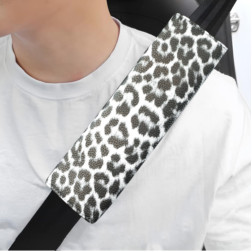Car Seatbelt Shoulder Pad Leather Fashion European and American Style Retro Leopard Print Cross-Border Hot-Selling Protective Cover