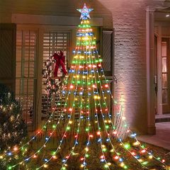 クロスボーダー新しい LED レザーライン滝ライト屋外中庭ホリデー装飾ライト防水電源クリスマスツリーライトストリング