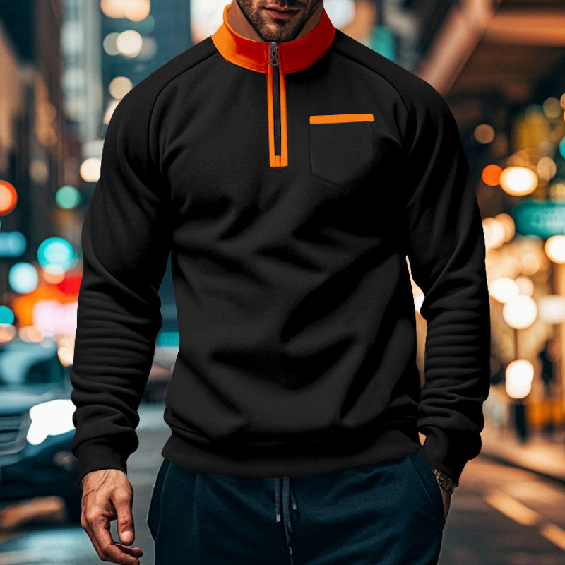 Men's Half Zip Sweatshirt With Stand Collar For Autumn And Winter_voghion.com