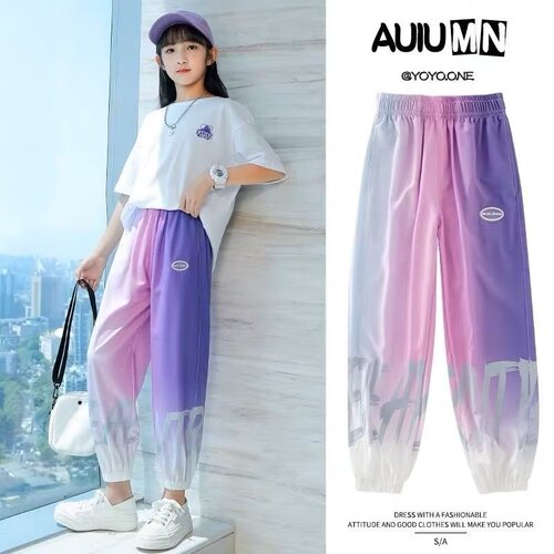 Children's Summer Pants Mosquito-Proof Loose Stylish Summer Thin Casual Pants for Girls Students Breathable Ankle Pants