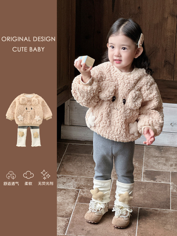 婴儿衣服秋冬季毛毛卫衣两件套外出服新生初冬超萌可爱女宝宝套装|undefined