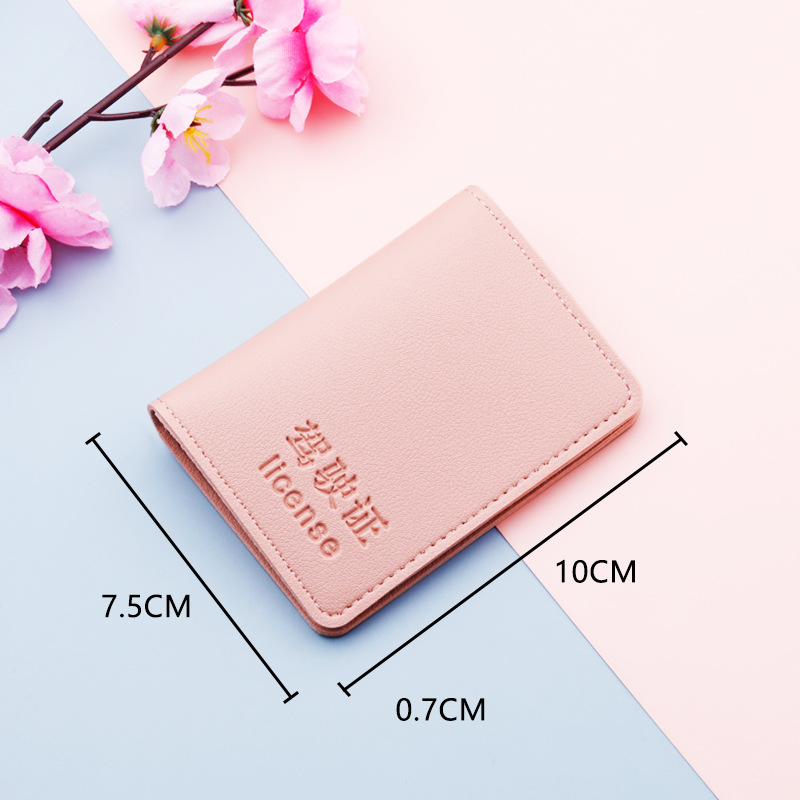 Caja de cuero vertical de la licencia de conducir del vehículo de motor titular de la tarjeta ultrafino de la licencia de conducir de las mujeres carnet de conducir caja de la tarjeta Linda bolsa de la licencia de conducir