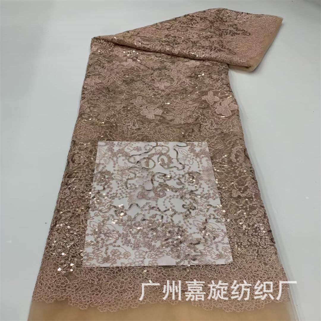 Nuevo multicolor tela de bordado de sequillas de malla Dai falda cheongsam encaje compuesto de hilo bordado brace image 10