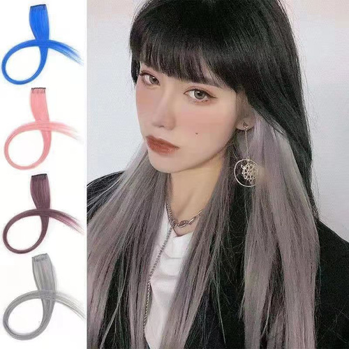 Gradient earclip wig clip-in colored hair piece wig hair straight piece for women